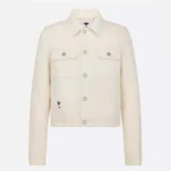 Dioramour Jacket White Cotton Denim with Multicolor Cœur des Curiosités Motif