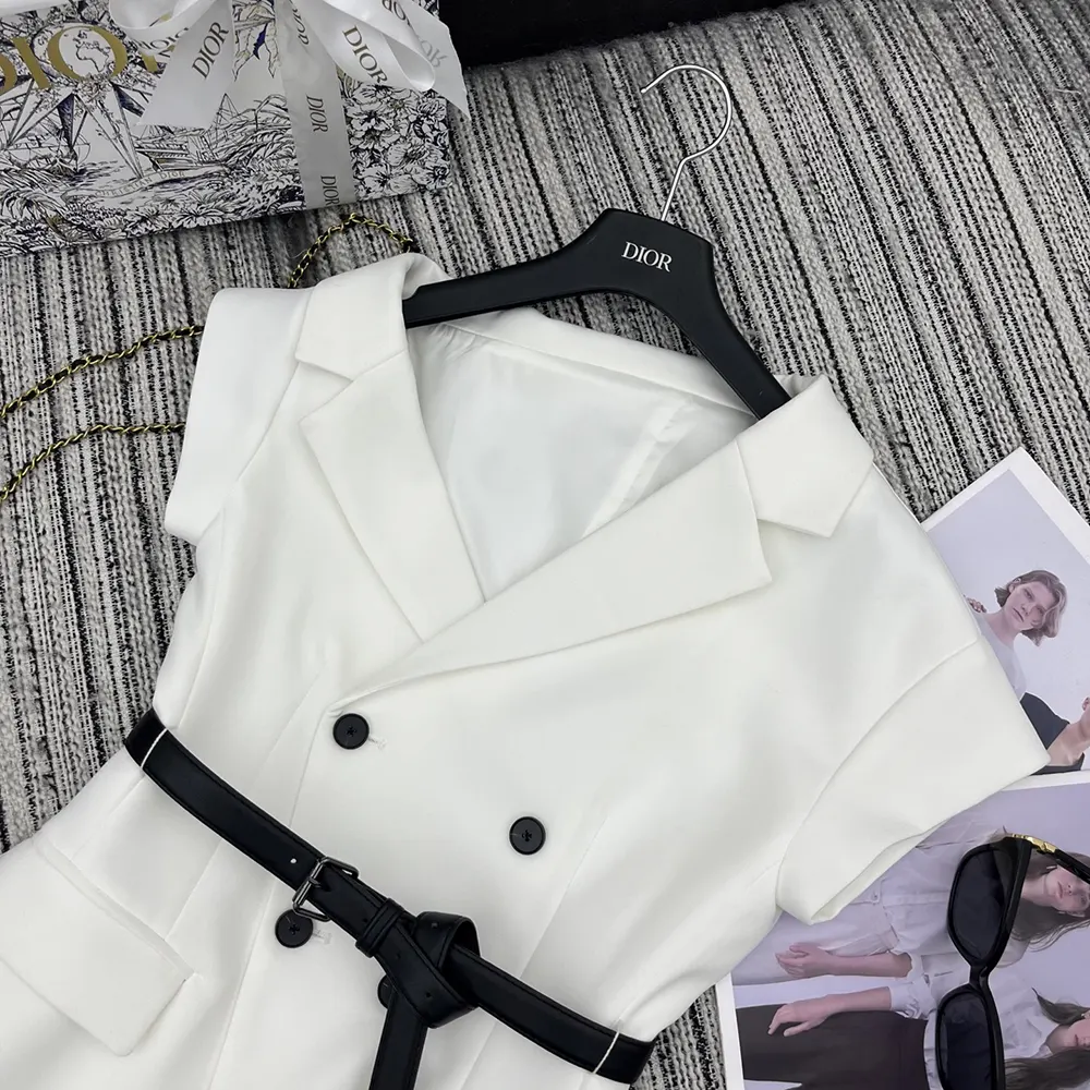 Dior Women Asymmetric Short-Sleeved Jacket with Belt Ecru Virgin Wool and Silk Grain de Poudre 4 Dior Women Asymmetric Short-Sleeved Jacket with Belt Ecru Virgin Wool and Silk Grain de Poudre
