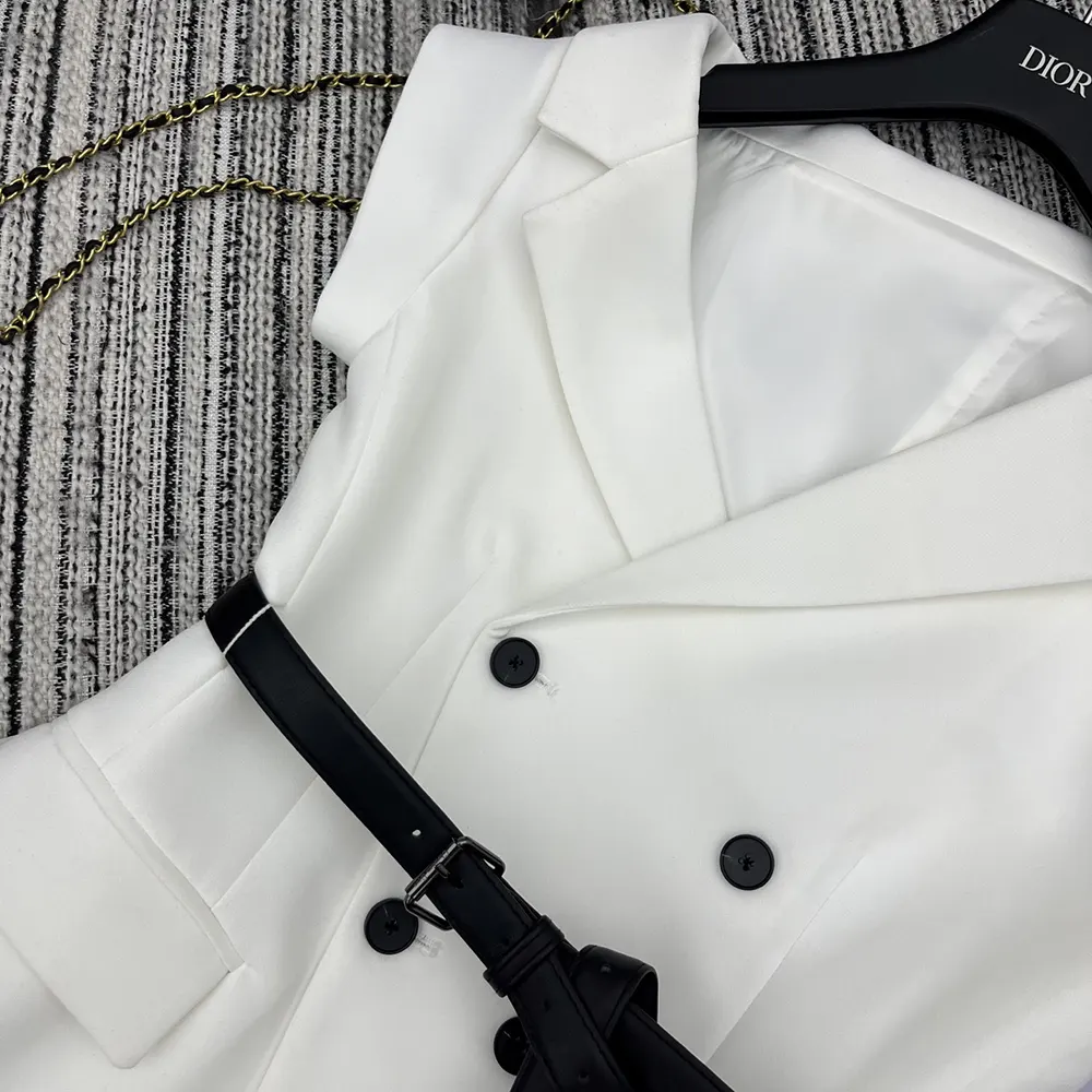 Dior Women Asymmetric Short-Sleeved Jacket with Belt Ecru Virgin Wool and Silk Grain de Poudre 6 Dior Women Asymmetric Short-Sleeved Jacket with Belt Ecru Virgin Wool and Silk Grain de Poudre