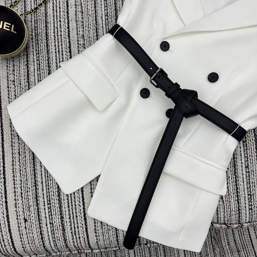 Dior Women Asymmetric Short-Sleeved Jacket with Belt Ecru Virgin Wool and Silk Grain de Poudre 7 Dior Women Asymmetric Short-Sleeved Jacket with Belt Ecru Virgin Wool and Silk Grain de Poudre