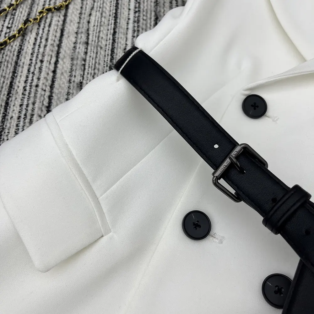 Dior Women Asymmetric Short-Sleeved Jacket with Belt Ecru Virgin Wool and Silk Grain de Poudre 9 Dior Women Asymmetric Short-Sleeved Jacket with Belt Ecru Virgin Wool and Silk Grain de Poudre