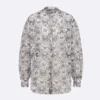 Dior Women Blouse White Cotton Muslin with Multicolor Toile de Jouy Papillon Motif