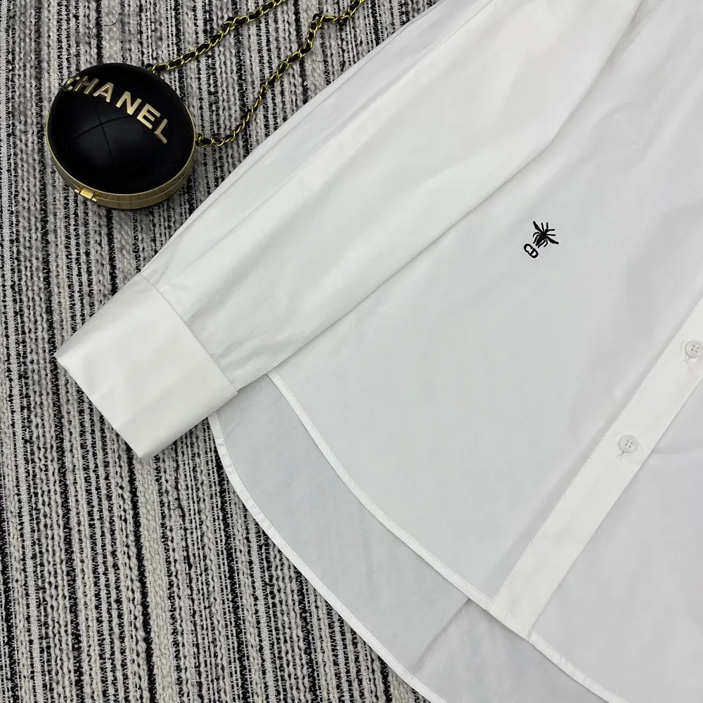 Dior Women Blouse White Cotton Poplin 521B85A3356_X0100 9 Dior Women Blouse White Cotton Poplin 521B85A3356_X0100