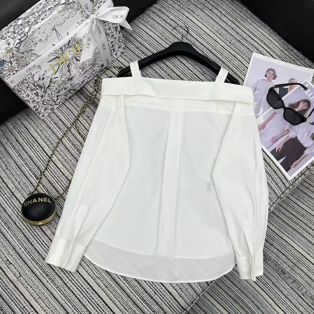 Dior Women Blouse White Cotton Poplin 521B85A3356_X0100 3 Dior Women Blouse White Cotton Poplin 521B85A3356_X0100