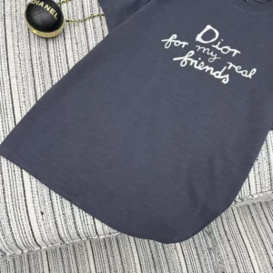 DIOR AND HYLTON NEL T-Shirt Relaxed Fit Navy Blue Cotton Jersey