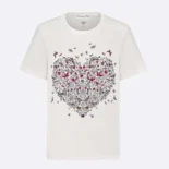Dioramour Embroidered T-Shirt White Cotton and Linen Jersey