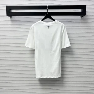 Dioramour Embroidered T-Shirt White Cotton and Linen Jersey