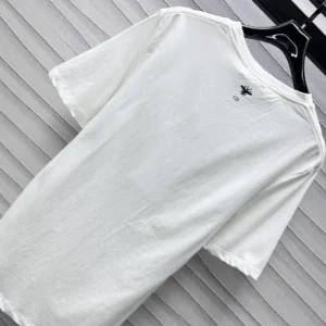 Dioramour Embroidered T-Shirt White Cotton and Linen Jersey