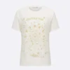 Embroidered T-Shirt White Cotton Jersey with Gold-Tone Dior Astral Motif