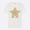 Embroidered T-Shirt White Cotton and Linen Jersey