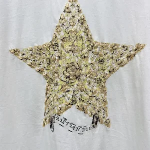 Embroidered T-Shirt White Cotton and Linen Jersey