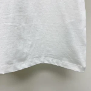 Embroidered T-Shirt White Cotton and Linen Jersey
