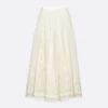 Dior Women Flared Mid-Length Skirt Ecru Dior Chardons Cotton-Blend Lace