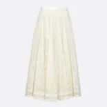 Dior Women Flared Mid-Length Skirt Ecru Dior Chardons Cotton-Blend Lace