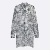 Dior Women Long Blouse White Cotton Muslin with Blue Dior Chardons Motif