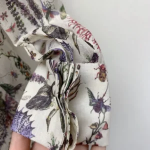 Dior Women Long Blouse White Cotton Muslin with Multicolor Dior Cabinet de Curiosités Motif