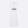 Dior Women Mid-Length Belted Dress Ecru Virgin Wool and Silk Grain de Poudre