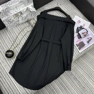 Dior Women Shirtdress Black Lightweight Cotton and Silk Poplin