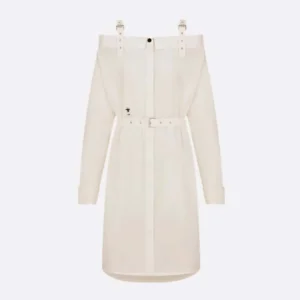 Dior Women Shirtdress White Lightweight Cotton and Silk Poplin