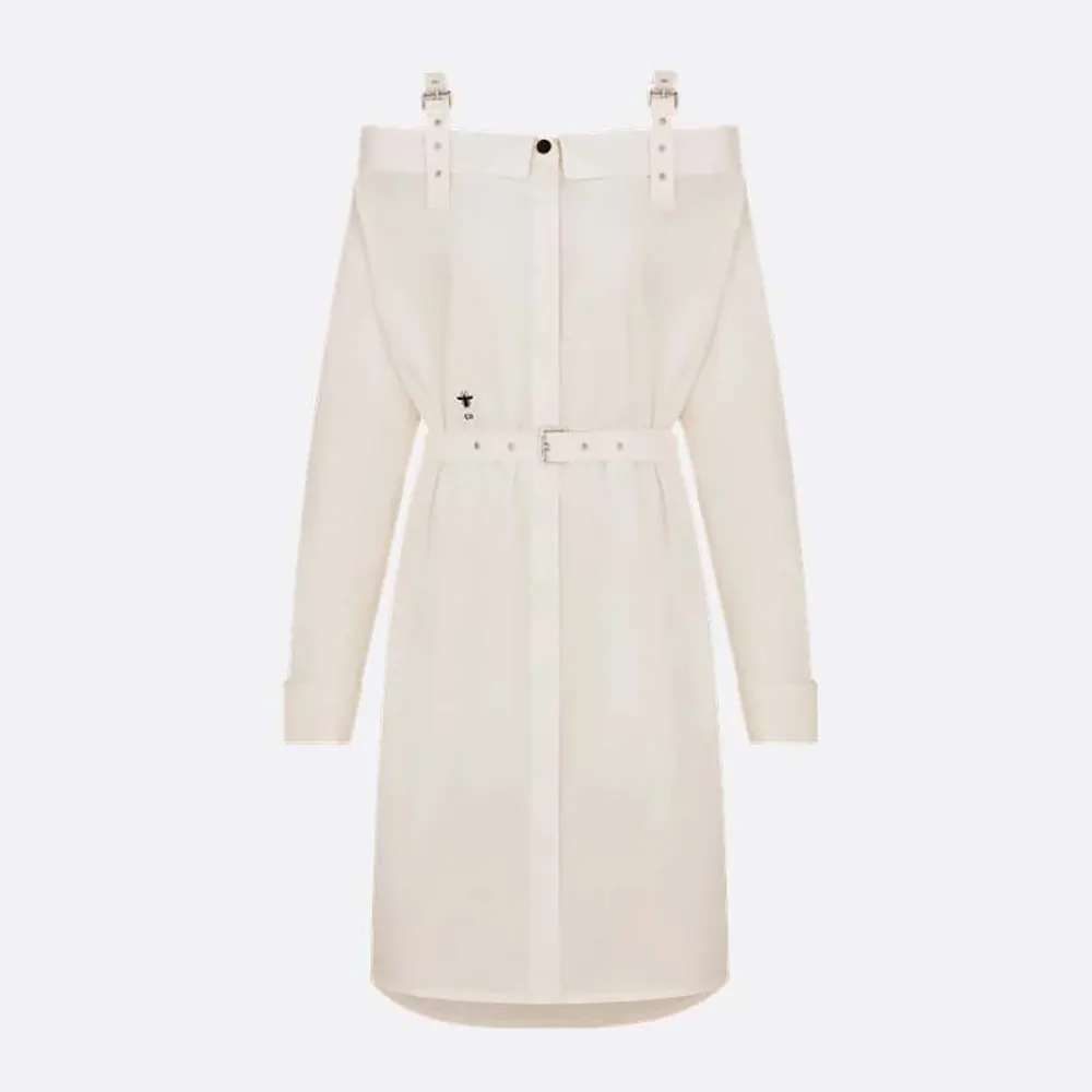 Dior Women Shirtdress White Lightweight Cotton and Silk Poplin 1 Dior Women Shirtdress White Lightweight Cotton and Silk Poplin