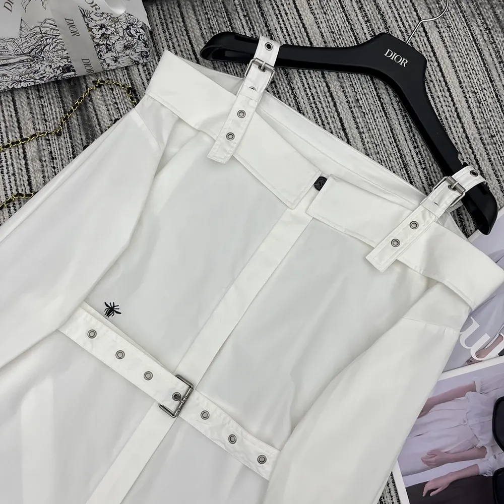 Dior Women Shirtdress White Lightweight Cotton and Silk Poplin 4 Dior Women Shirtdress White Lightweight Cotton and Silk Poplin