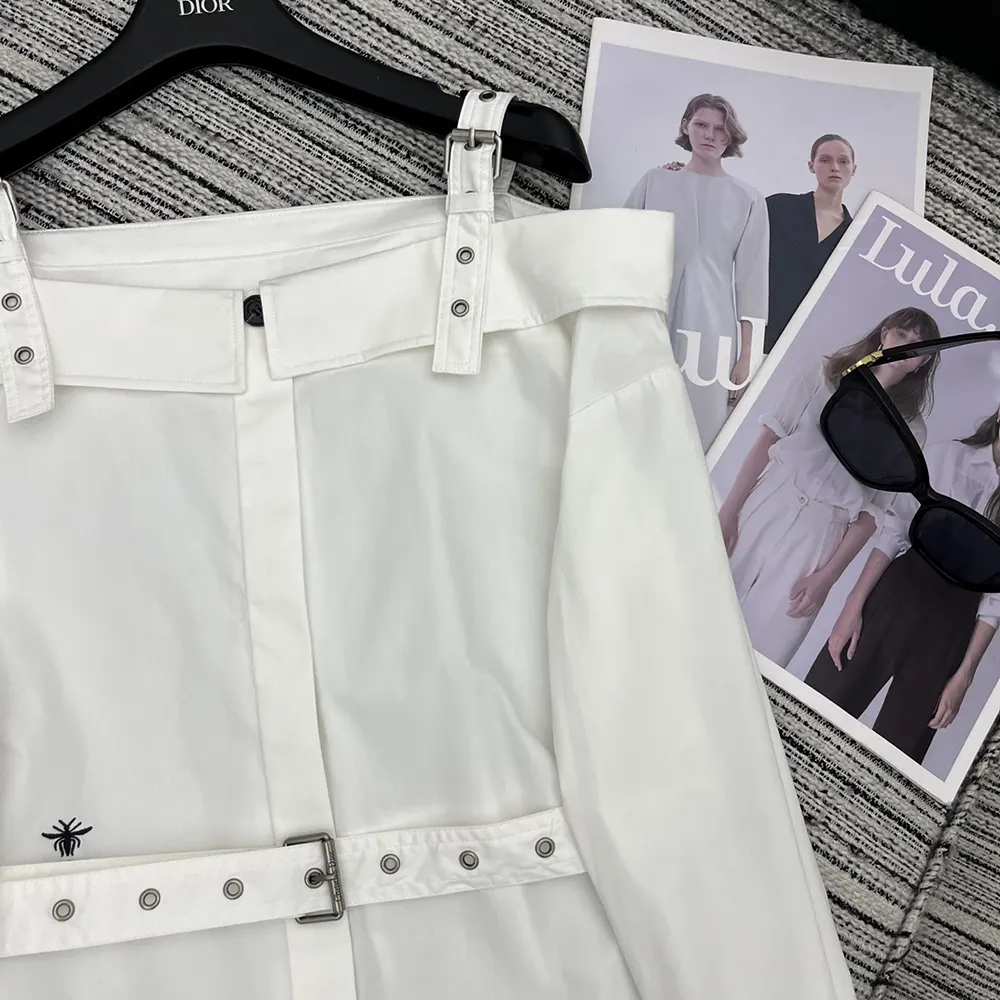Dior Women Shirtdress White Lightweight Cotton and Silk Poplin 5 Dior Women Shirtdress White Lightweight Cotton and Silk Poplin