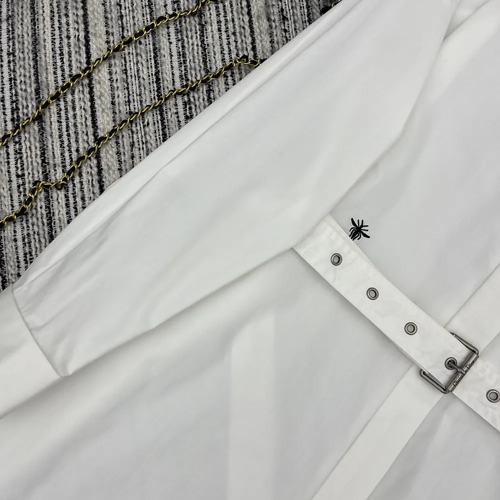 Dior Women Shirtdress White Lightweight Cotton and Silk Poplin 9 Dior Women Shirtdress White Lightweight Cotton and Silk Poplin