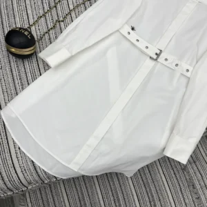 Dior Women Shirtdress White Lightweight Cotton and Silk Poplin