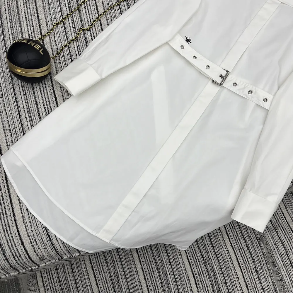 Dior Women Shirtdress White Lightweight Cotton and Silk Poplin 8 Dior Women Shirtdress White Lightweight Cotton and Silk Poplin