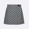 Dior Women Skort Blue Jacquard Technical Taffeta with Dior Oblique Motif