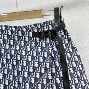 Dior Women Skort Blue Jacquard Technical Taffeta with Dior Oblique Motif