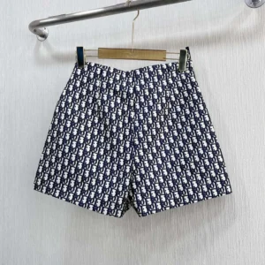 Dior Women Skort Blue Jacquard Technical Taffeta with Dior Oblique Motif
