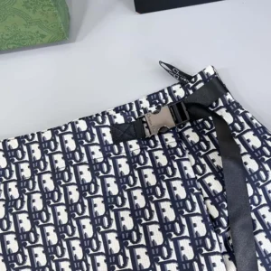 Dior Women Skort Blue Jacquard Technical Taffeta with Dior Oblique Motif