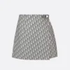 Skort Gray Technical Taffeta Jacquard with Dior Oblique Motif