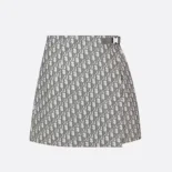 Skort Gray Technical Taffeta Jacquard with Dior Oblique Motif