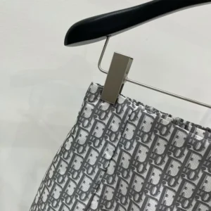 Skort Gray Technical Taffeta Jacquard with Dior Oblique Motif