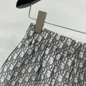 Skort Gray Technical Taffeta Jacquard with Dior Oblique Motif