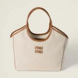 Miu Miu Women IVY Canvas and Leather Tote Bag 5BG286ACRN