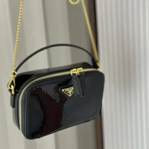 Prada Women Odette Patent Leather Mini-bag-Black 1BH206