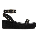 Valentino Women Rockstud Flatform Sandal in Calfskin 45MM-Black