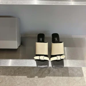 Balenciaga Women Bel Air 80mm Sandal in Soya Smooth Calfskin