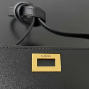 Balenciaga Women Bel Air Clutch On Strap Small in Black Smooth Calfskin