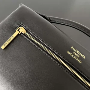 Balenciaga Women Bel Air Clutch On Strap Small in Black Smooth Calfskin