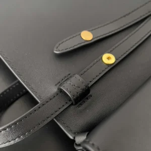 Balenciaga Women Bel Air Clutch On Strap Small in Black Smooth Calfskin