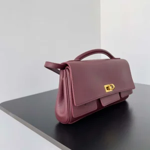 Balenciaga Women Bel Air Clutch On Strap Small in Dark Burgundy