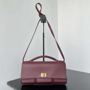 Balenciaga Women Bel Air Clutch On Strap Small in Dark Burgundy