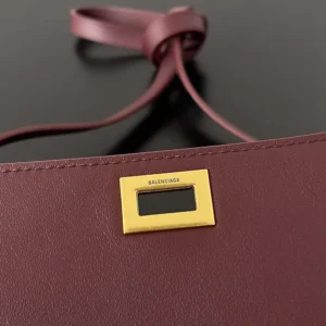 Balenciaga Women Bel Air Clutch On Strap Small in Dark Burgundy