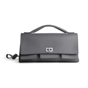 Balenciaga Women Bel Air Clutch On Strap Small in Grey