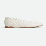 Bottega Veneta Women Sofia Ballerina in Padded Intreccio Leather-White