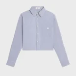 Celine Men Cropped Shirt in Striped Cotton and Silk 2C837830W
